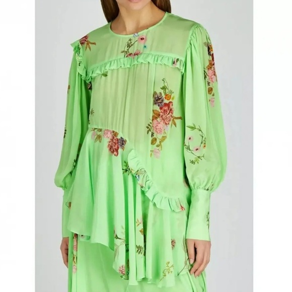 NWT Preen Line Green Floral Long Sleeve Top sz L
